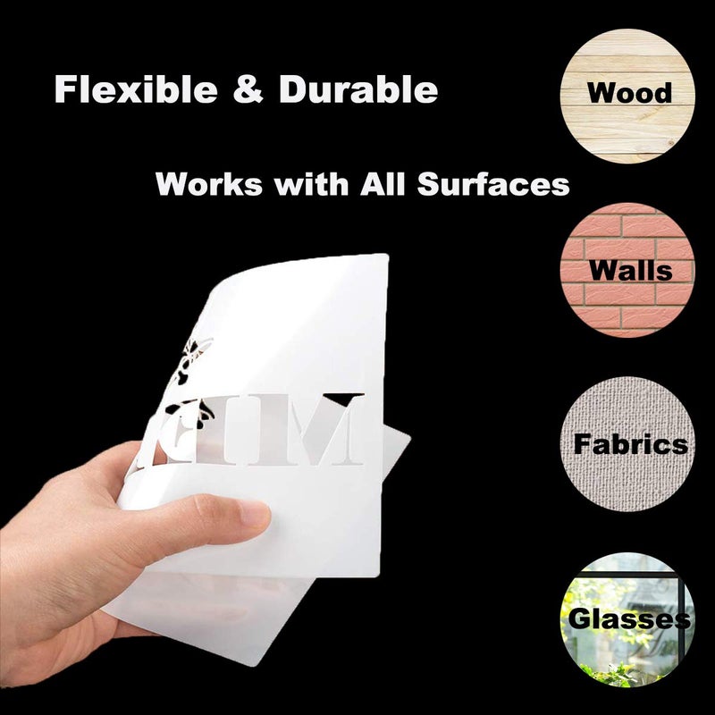 REOLAN Welcome Stencils for Painting on Wood - 11 Pack Large Vertical Welcome Sign Stencil Templates for Wood Signs, Reusable Letter Stencils for Home, Patio, Porch Signs & Front Door Decorations - Image 5